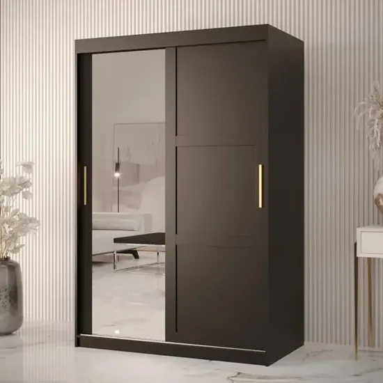 Rieti II Mirrored Wardrobe 2 Sliding Doors - Black