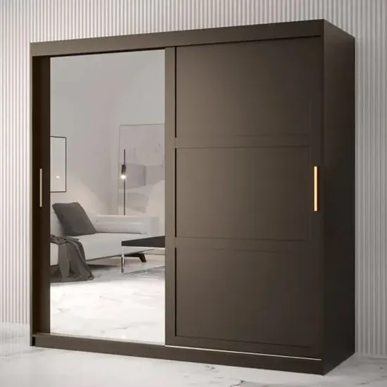 Rieti II Mirrored Wardrobe 2 Sliding Doors - Black