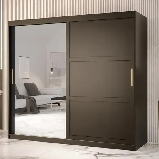 Rieti II Mirrored Wardrobe 2 Sliding Doors - Black