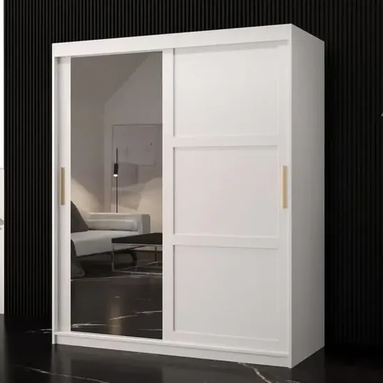 Rieti II Mirrored Wardrobe 2 Sliding Doors - White