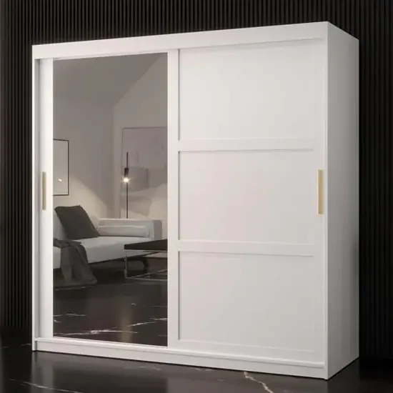 Rieti II Mirrored Wardrobe 2 Sliding Doors - White