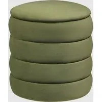 Rifle Cylindrical Ribbed Stool - Olive Green, Velvet