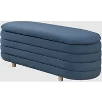 Rifle Oval Storage Ottoman - Blue, Velvet