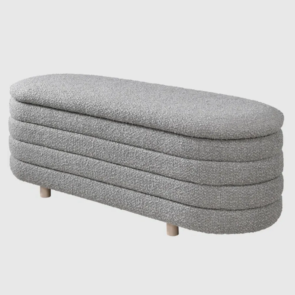 Rifle Oval Storage Ottoman - Cologne Dove, Fabric