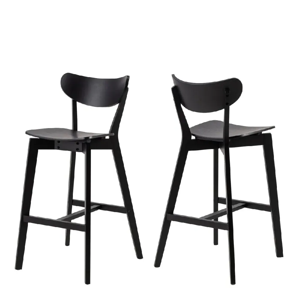 Riga Bar Stools in Pair - Black, Oak Veneer product
