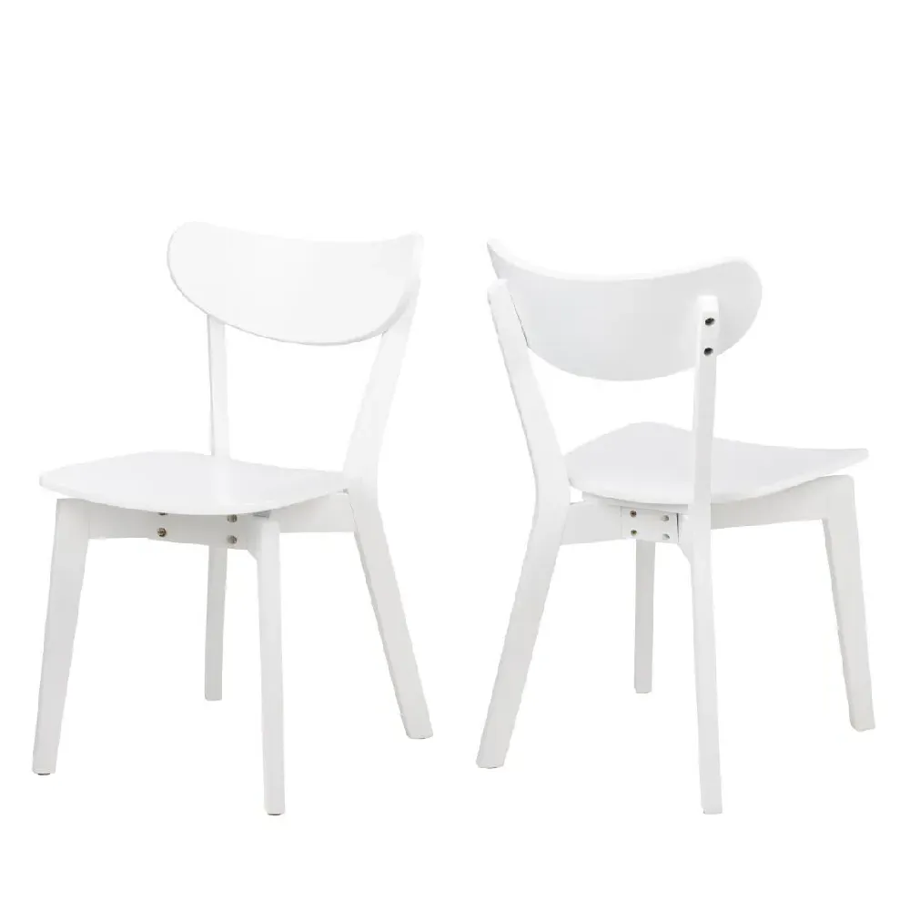 Riga Dining Chairs in Pair - White, Wood product