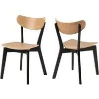 Riga Dining Chairs Pair - Oak, Black