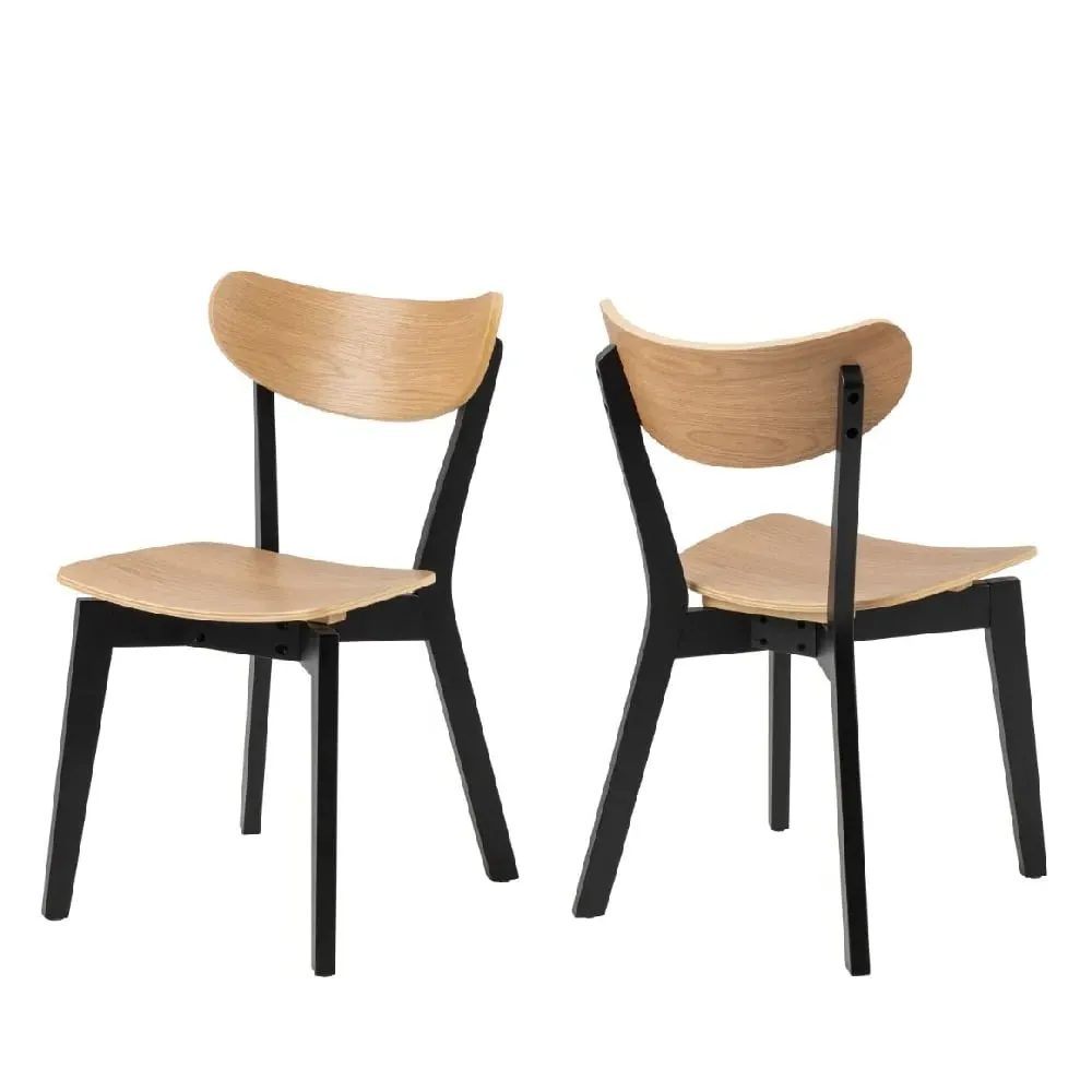 Riga Dining Chairs Pair - Oak, Black