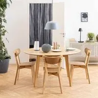 Riga Dining Table with 4 Chairs - Oak