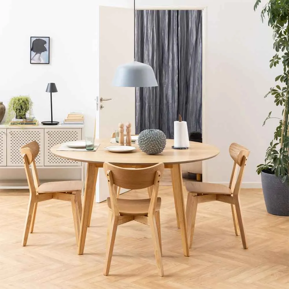 Riga Dining Table with 4 Chairs - Oak