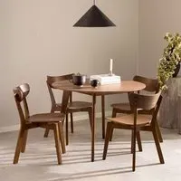 Riga Dining Table with 4 Chairs - Walnut