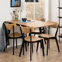 Riga Drop Lift Dining Set with 4 Chairs - Black, Oak