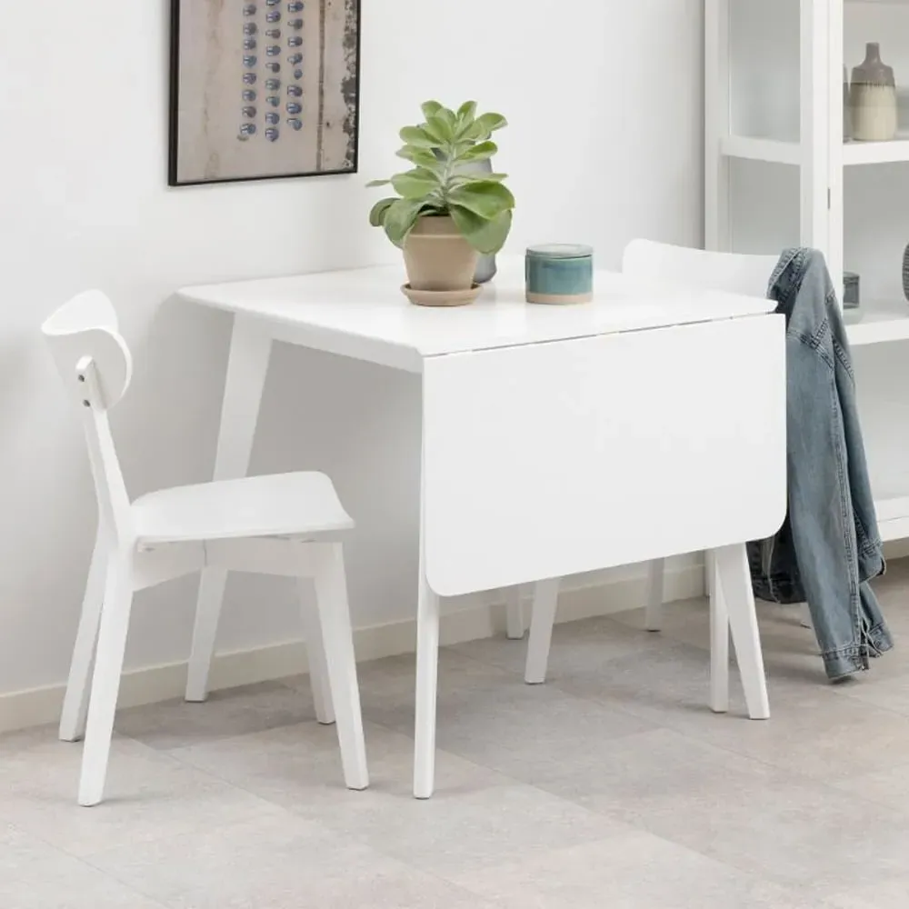 Riga Drop Lift Dining Table with 2 Chairs - White