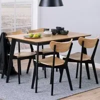Riga Rectangular Dining Set with 4 Chairs - Black, Oak