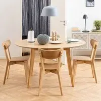Riga Round Dining Set with 4 Chairs - Oak