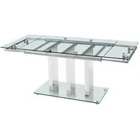 Rihanna Extendable Dining Table - Clear Glass, Chrome
