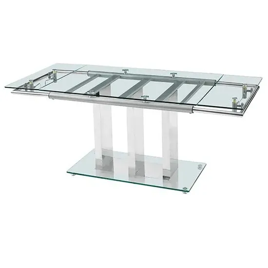 Rihanna Extendable Dining Table - Clear Glass, Chrome image