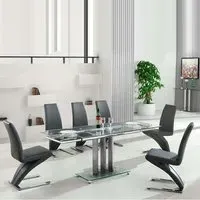 Rihanna Extendable Dining Table with 6 Demi Chairs - Grey