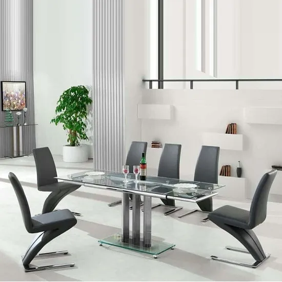 Rihanna Extendable Dining Table with 6 Demi Chairs - Grey