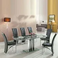 Rihanna Extendable Dining Table with 6 Ravenna Chairs - Grey
