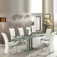 Rihanna Extendable Dining Table with 6 Ravenna Chairs - White