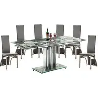 Rihanna Extendable Dining Table with 6 Romeo Chairs - Grey