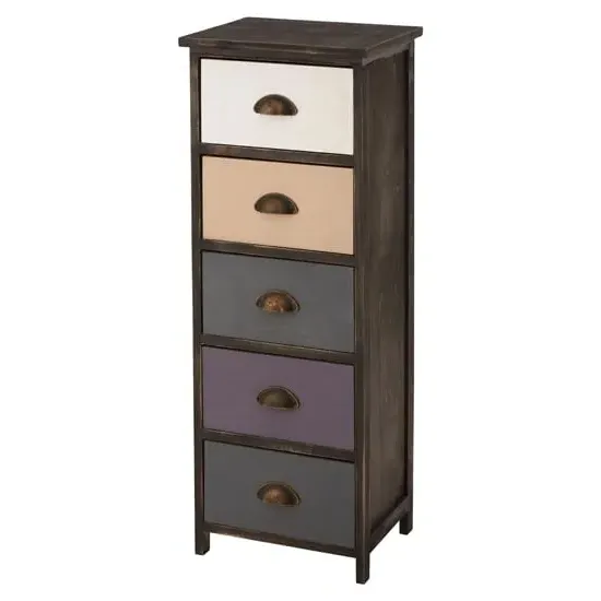 Riley 5-Drawer Chest of Drawers - Multicolour, Paulownia Wood