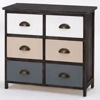 Riley 6-Drawer Chest of Drawers - Multicolour, Paulownia Wood