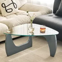 Rimdoc Coffee Table - Clear Glass, Grey High Gloss