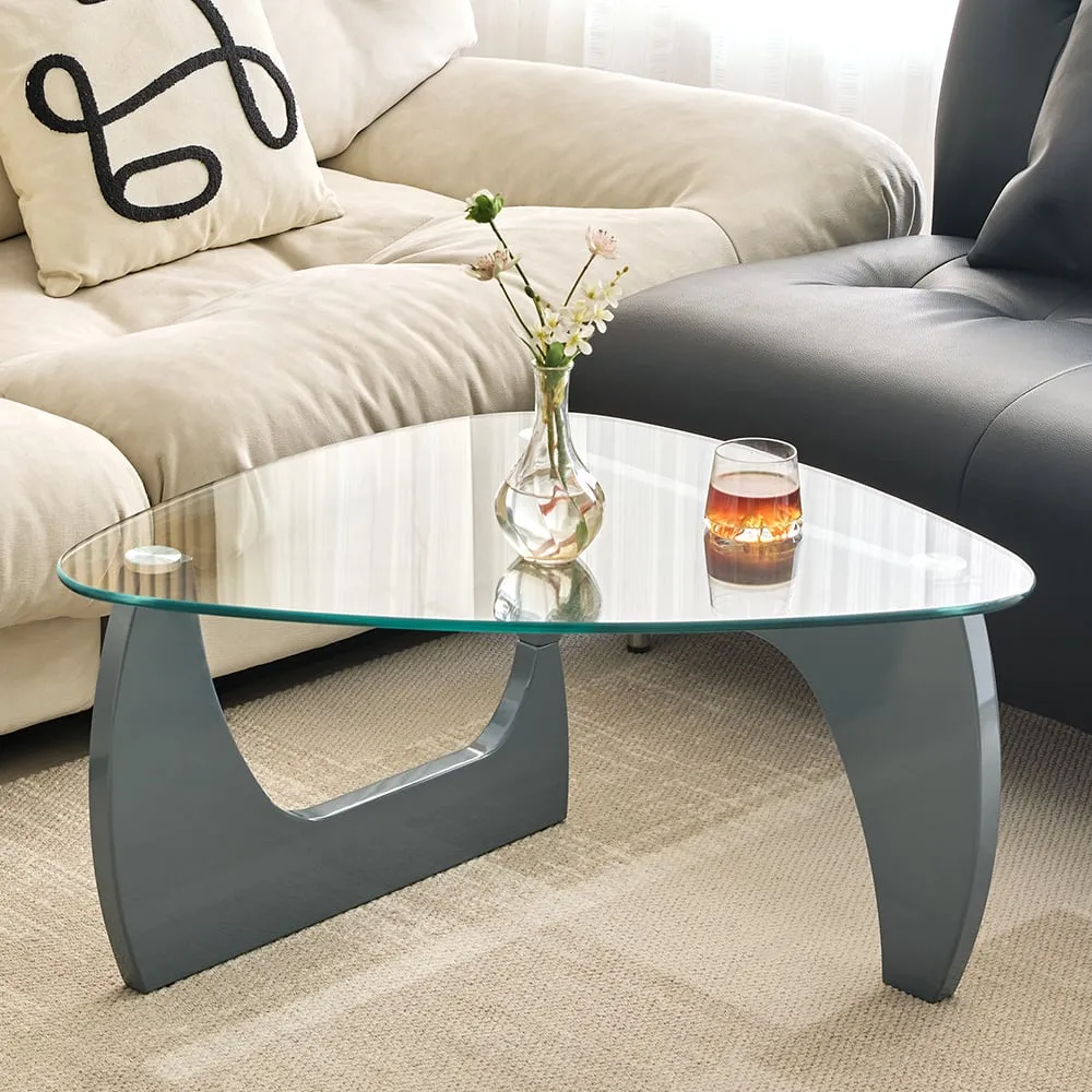 Rimdoc Coffee Table - Clear Glass, Grey High Gloss