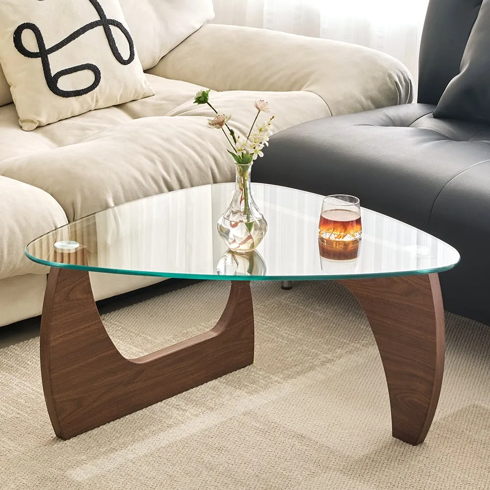 Rimdoc Coffee Table - Clear Glass, Walnut