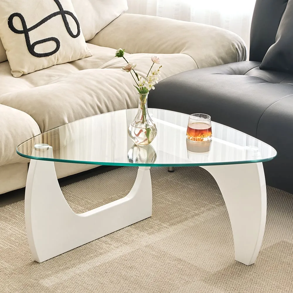 Rimdoc Coffee Table - Clear Glass, White High Gloss