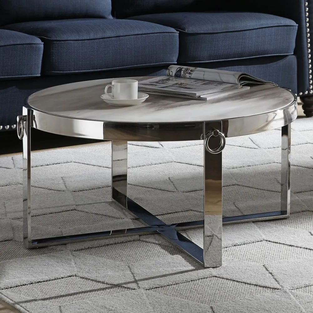 Ringgold Square Coffee Table - Silver, Marble