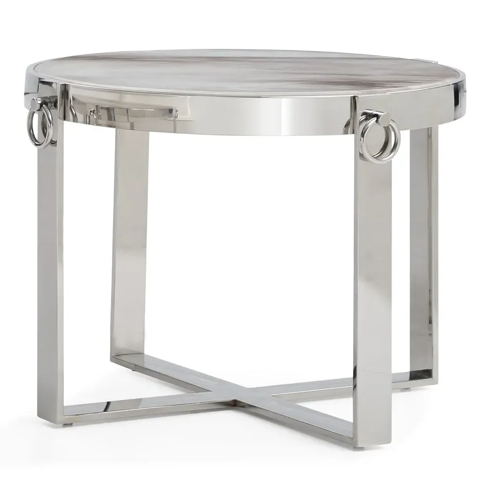 Ringgold Square End Table - Silver, Marble image