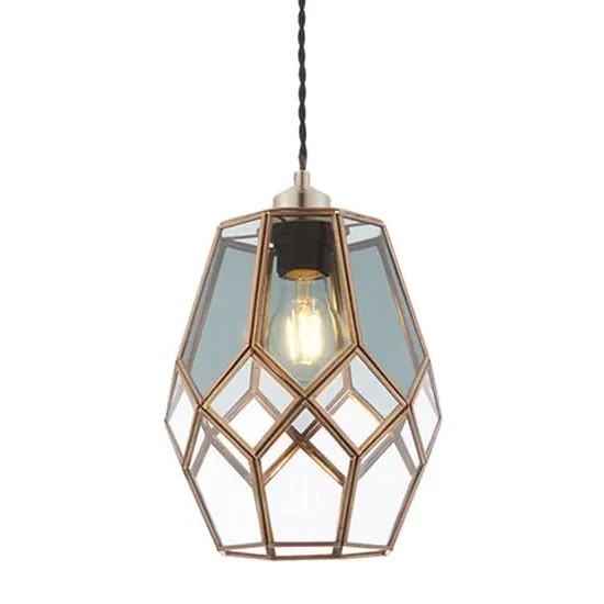 Ripley Ceiling Pendant Light - Antique Brass, Glass