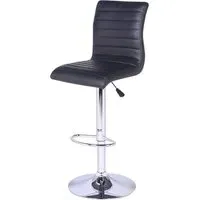 Ripple Height-Adjustable Bar Stool - Black, Faux Leather