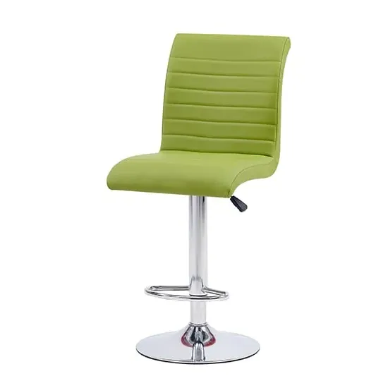 Ripple Height-Adjustable Bar Stool - Green, Faux Leather image