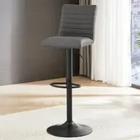 Ripple Height-Adjustable Bar Stool - Grey, Faux Leather