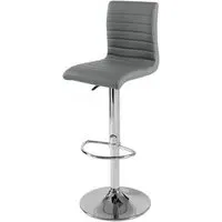 Ripple Height-Adjustable Bar Stool - Grey, Faux Leather