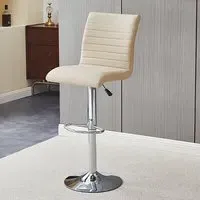 Ripple Height-Adjustable Bar Stool - Taupe, Faux Leather