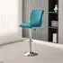 Ripple Height-Adjustable Bar Stool - Teal, Faux Leather