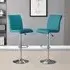 Ripple Height-Adjustable Bar Stool - Teal, Faux Leather
