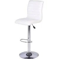 Ripple Height-Adjustable Bar Stool - White, Faux Leather
