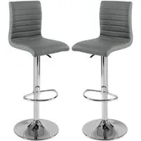 Ripple Height-Adjustable Bar Stools - Grey, Faux Leather