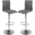 Ripple Height-Adjustable Bar Stools - Grey, Faux Leather