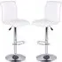Ripple Height-Adjustable Bar Stools - White, Faux Leather
