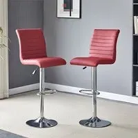 Ripple Height-Adjustable Bar Stools with Chrome Base - Bordeaux