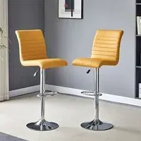 Ripple Height-Adjustable Bar Stools with Chrome Base - Curry