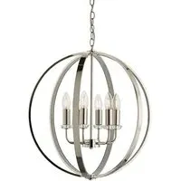 Ritz 6 Light Ceiling Pendant - Bright Nickel, Steel