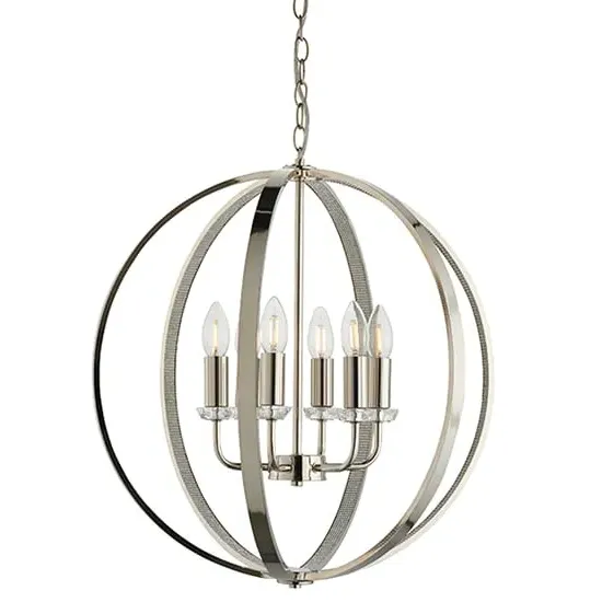 Ritz 6 Light Ceiling Pendant - Bright Nickel, Steel image